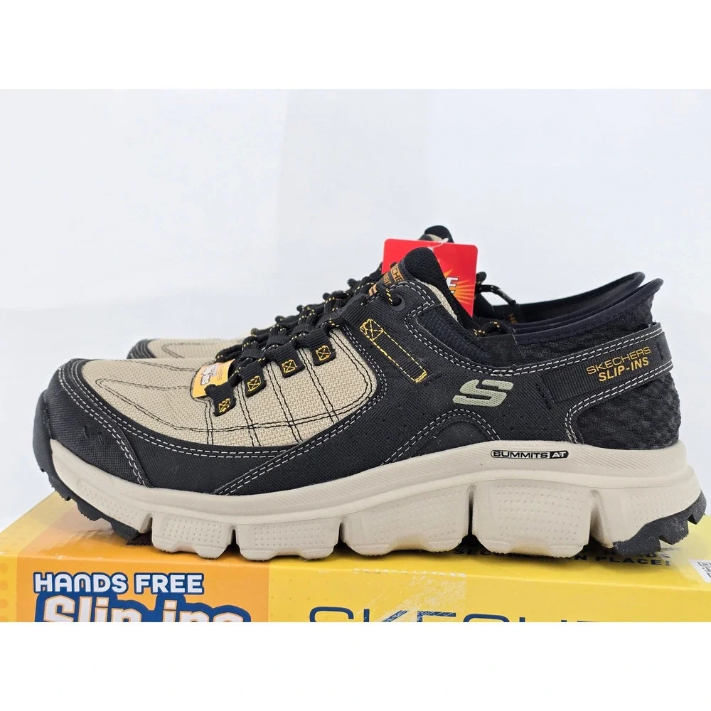 Skechers Summits AT Slip-ins Mens 11 Taupe Black Hands Free Wide Fit -New